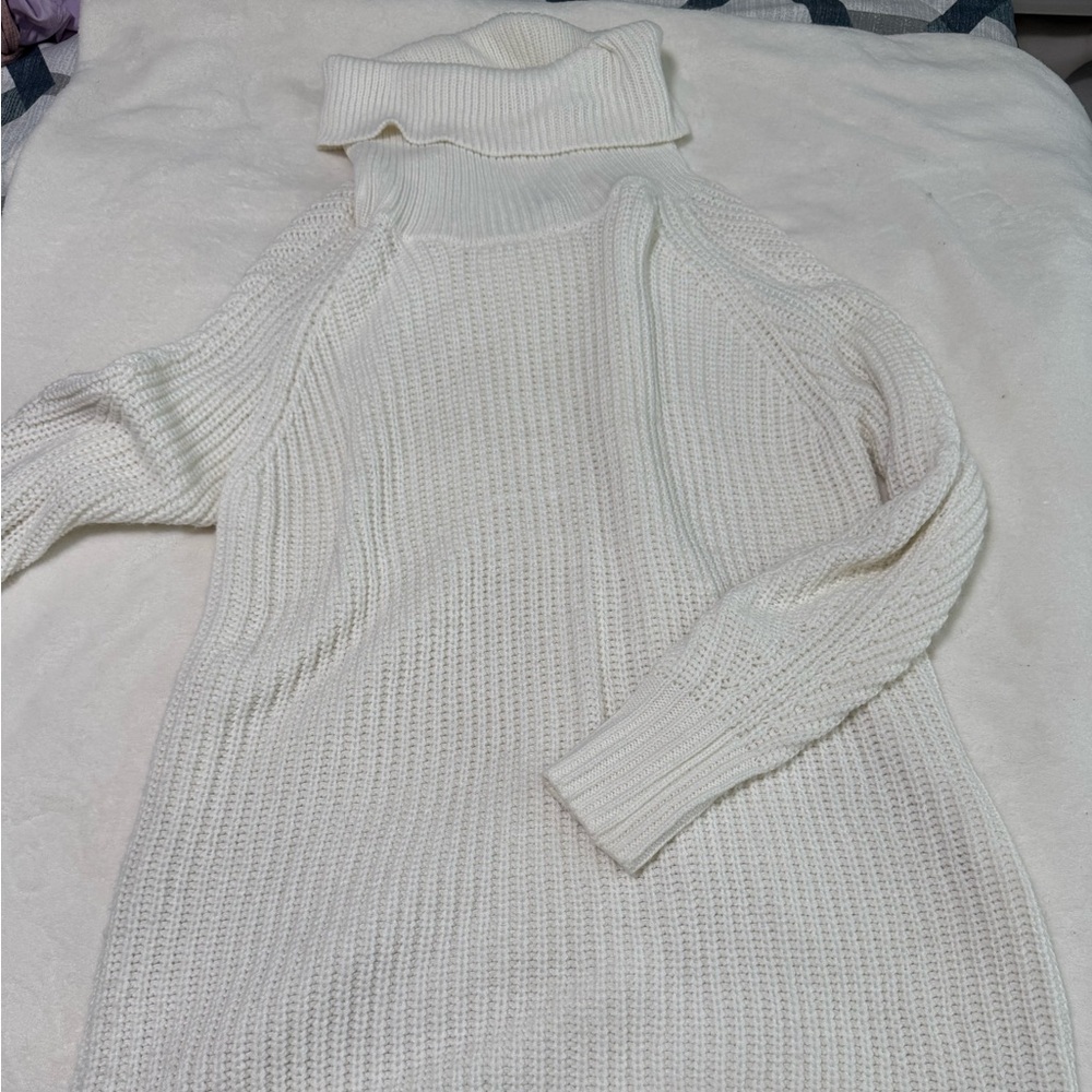 A New Day Cozy White Knit Sweater Dress